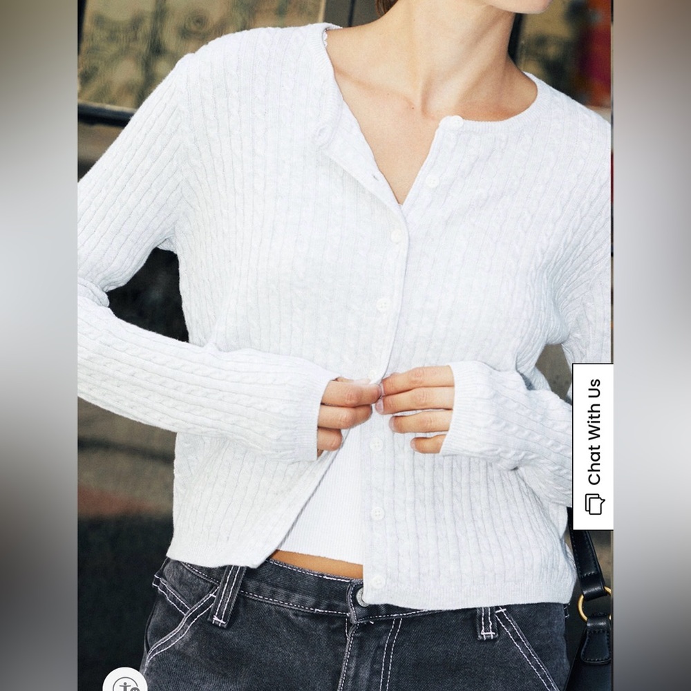 Brandy Melville Grey Cable Knit Sweater